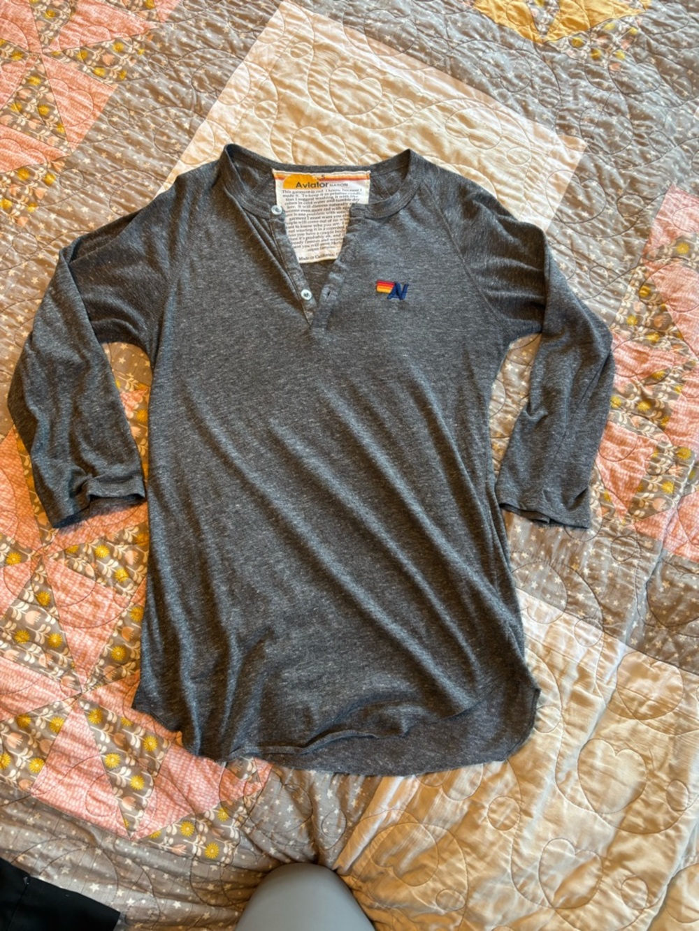 Aviator Nation Charcoal Henley Shirt - Gray